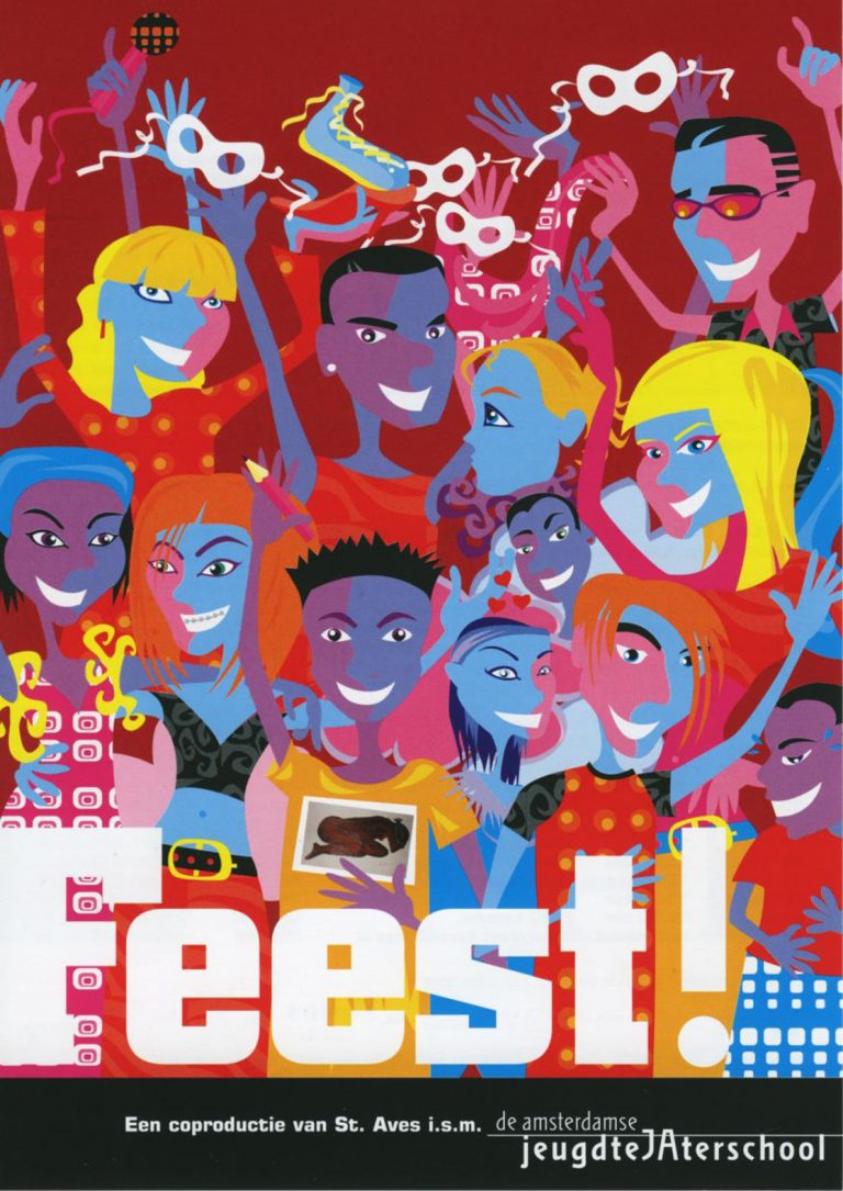 flyer AJTS FEEST! 2003 ontwerp en illustratie flyer A5 en poster A2