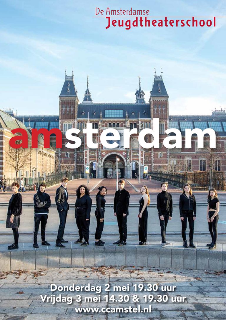 Ontwerp & uitvoering flyer A5 & affiche A2 productieklas AJTS; Amsterdam; 2019